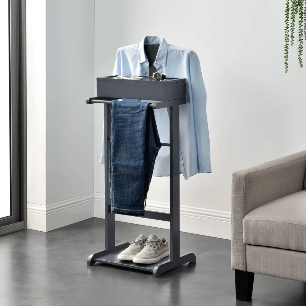 Stojalo za moška oblačila in dodatke - siv