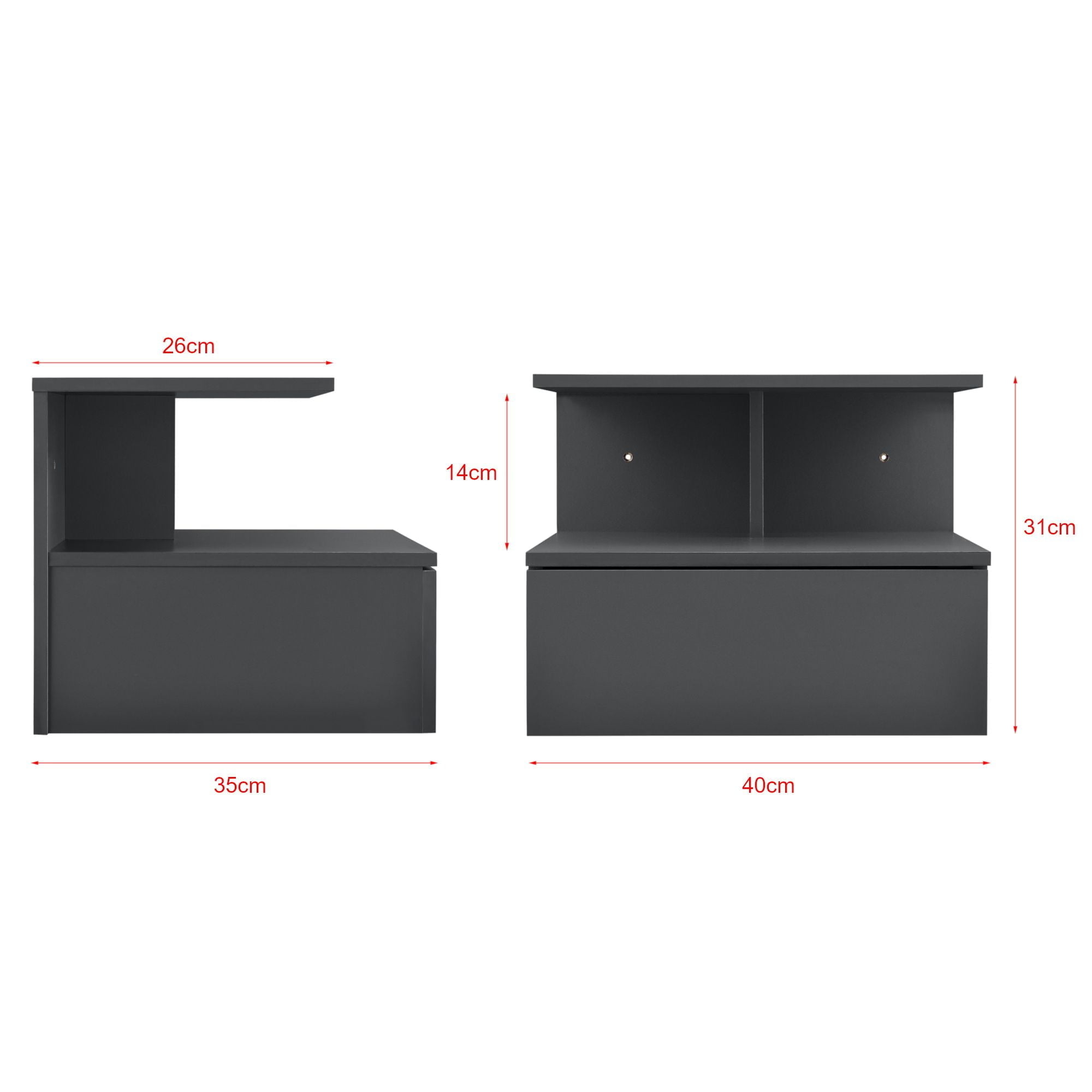 Stenska polica Amberg temno siva