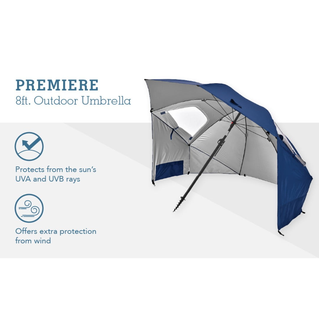 Sport-Brella Premiere - velik senčnik za plažo - 240 cm - UPF 50+ - blue