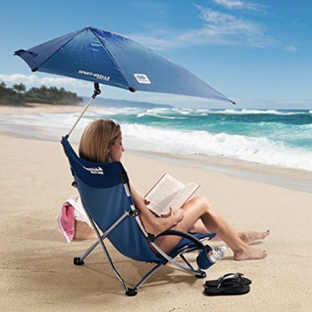 Sport-Brella Stol za plažo - z vrtljivim dežnikom - aqua